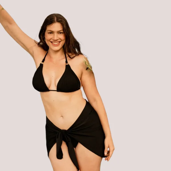 Nikama Γυναικείο μαύρο Παρεό δετό Μίνι Lycra PARSW01 Black One size καλύπτει απο xs εως xl