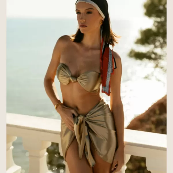 Nikama Γυναικείο Χρυσό Παρεό Μίνι Μεταλιζέ Γυαλιστερό PARSW04