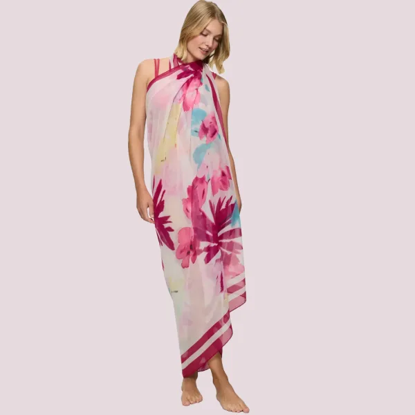 Triumph Γυναικείο Παρεό Beach My wear Multicolour 10222188-PW04.W4 One size Αποχρώσεις του Ροζ με λουλούδια
