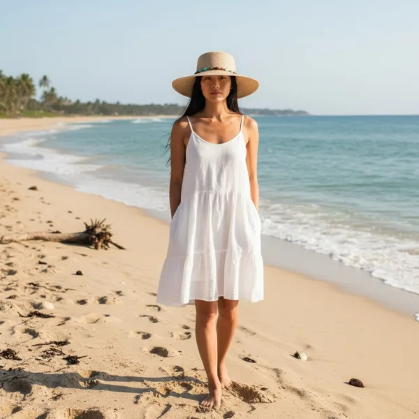 Γυναικείο Καπέλο μοντέρνο Ψάθινο σε ροζ χρώμα διακοσμημένο με χάντρες & κοχύλια 01.2111