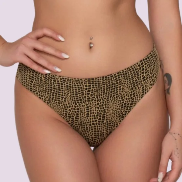 Luna Γυναικείο Μαγιό Dama σλιπ μπικίνι  κανονικό normal Μαύρο με χρύσό summer collection 94436