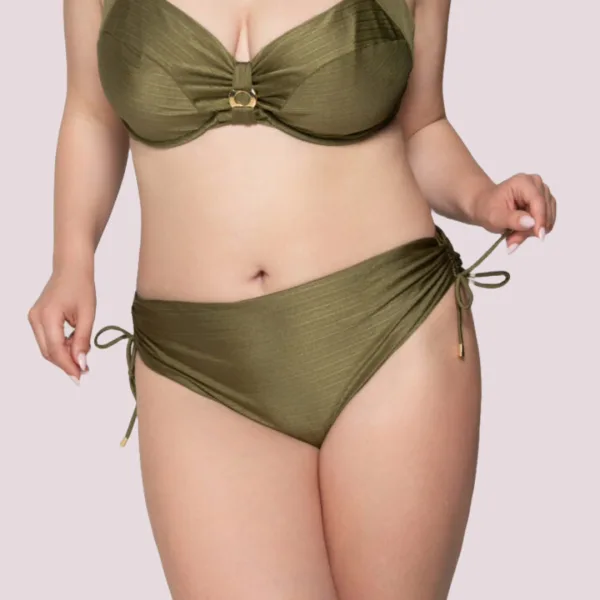 Luna  Γυναικείο Slip μαγιό πράσινο  ψηλόμεσο Gold swimwear summer collection 94657