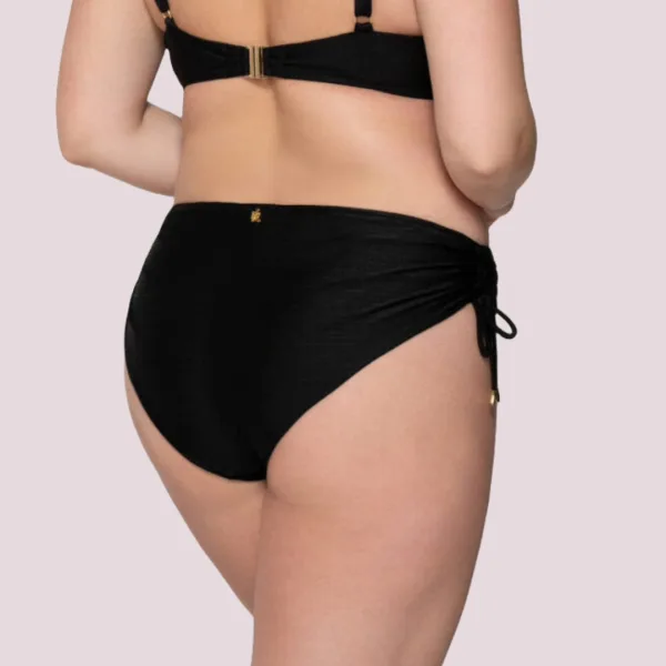 Luna  Γυναικείο Slip μαγιό μαύρο ψηλόμεσο Gold swimwear summer collection 94657