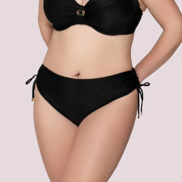 Luna  Γυναικείο Slip μαγιό μαύρο ψηλόμεσο Gold swimwear summer collection 94657