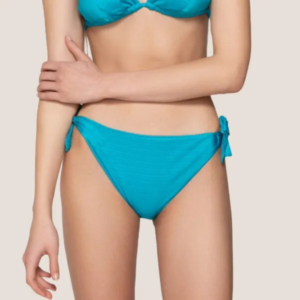 Luna  Γυναικείο Slip μαγιό Τυρκουάζ δετό side bottom Gold swimwear summer collection 94655