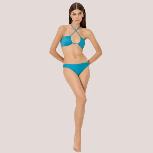 Ysabel Mora Γυναικείο Μαγιό Slip κλασικό τυρκουάζ sky blue glitter 83199