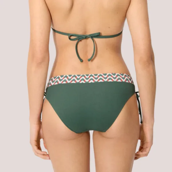Ysabel Mora Γυναικείο μαγιό Slip ψηλόμεσο με μπάσκα & ρυθμιζόμενα κορδόνια κλασικό πικέ Ikat Green 83372