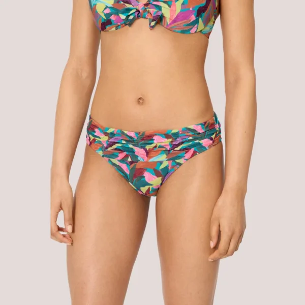 Ysabel Mora Γυναικείο Μαγιό Slip ψηλόμεσο shaping με σούρες πολύχρωμο με σχέδια leaves 83430