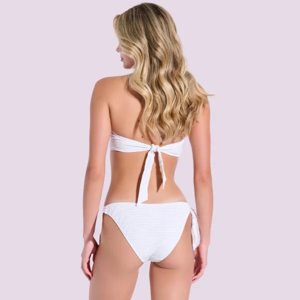 Bilitis Γυναικείο Set μπικίνι Strapless Μαγιό Cannes λευκό με χρυσές λεπτομέρειες & χρυσούς κρίκους στο ντεκολτέ Luxury swimwear CΝ002C