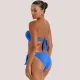 Bilitis Γυναικείο set bikini strapples με κούμπωμα & δετό σλίπ  Fantasia μπλέ Blue color  FA002 Luxury collection