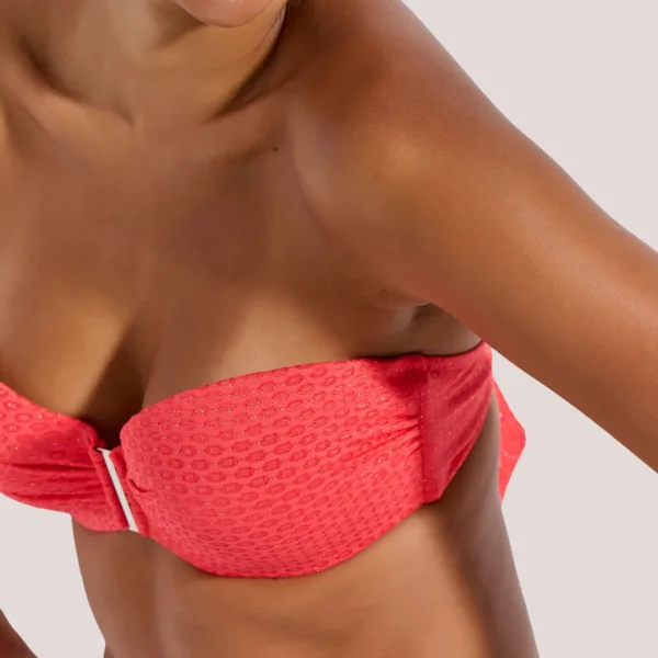 Bilitis Γυναικείο set bikini strapples δετό & δετό σλίπ  Fantasia κοραλί coral color  FA002 Luxury collection