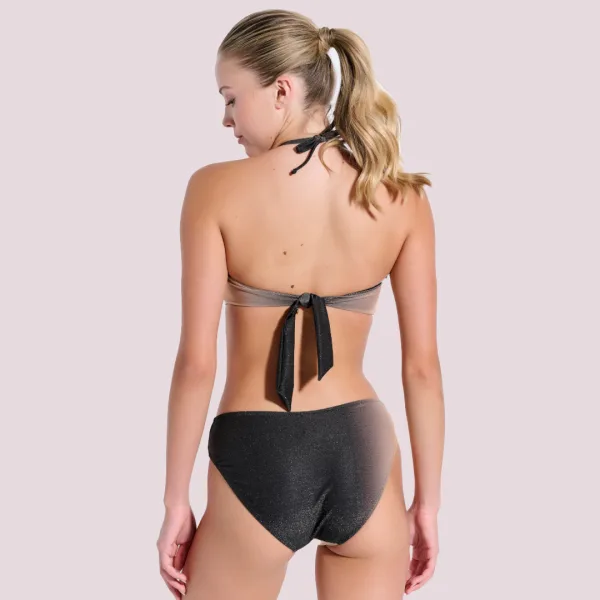 Bilitis Γυναικείο Σετ Μαγιό Μαύρο χρυσό gliter Strapless &  ιδιαίτερο σλιπ με χρυσες λεπτομέρειες HN002 Honolulu C & D Cup  Luxury swimwear