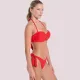 Bilitis Γυναικείο Σετ Κόκκινο Μαγιώ Πολυτελείας Strapless για μεγάλο στήθος ενίσχυση δετό σλιπ Mexico ME002D