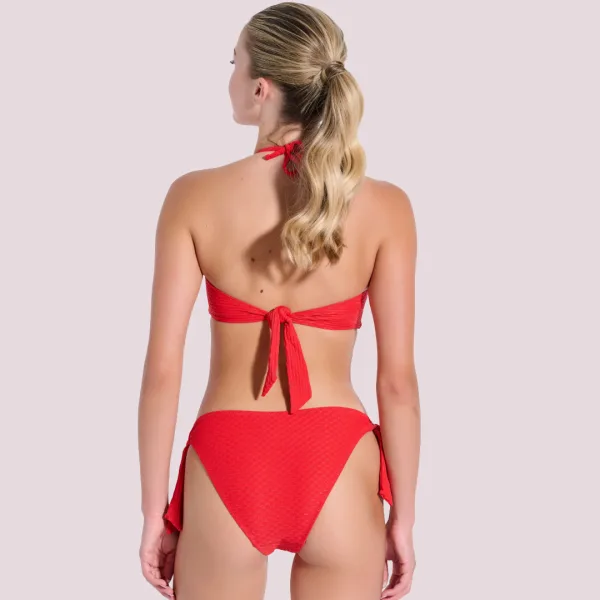 Bilitis Γυναικείο Σετ Κόκκινο Μαγιώ Πολυτελείας Strapless για μεγάλο στήθος ενίσχυση δετό σλιπ Mexico ME002D