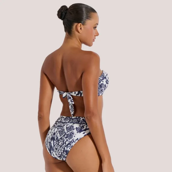 Bilitis Γυναικείο Bikini strapless μαγιό D cup Pacifica Μπλέ Λευκό μεταλλιζέ Δετό & με κούμπωμα slip κλασικό  Luxury collection PC102