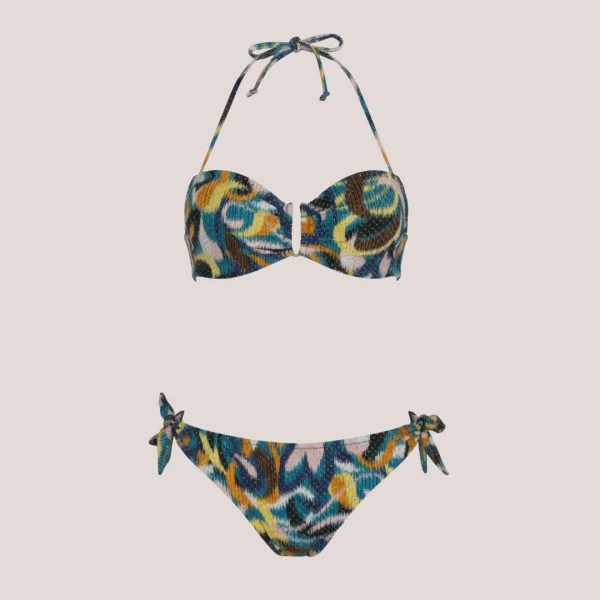 Bilitis Γυναικείο Σετ Πολύχρωμο Μαγιώ Πολυτελείας Strapless για μεγάλο στήθος ενίσχυση δετό σλιπ Portofino PO002C