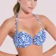 Bilitis Γυναικείο Σετ Μαγιό Caribbean Strapples & Δετό slip μπλέ λευκό με γκλίτερ λεπτομέρειες Luxury swimwear CS002 C & D cup