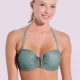 Bilitis Γυναικείο Σετ Μαγιό Πράσινο λαδί ασημί gliter Strapless με κούμπωμα & ιδιαίτερο σλιπ με ασημένια τρουκς  HN002 Honolulu C & D Cup  Luxury swimwear