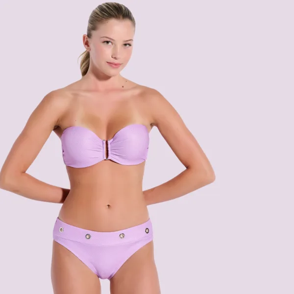 Bilitis Γυναικείο Σετ Μαγιό μωβ λιλά Strapless με κούμπωμα &  ιδιαίτερο σλιπ με ασημένια τρουκς  HN002 Honolulu C Cup  Luxury swimwear