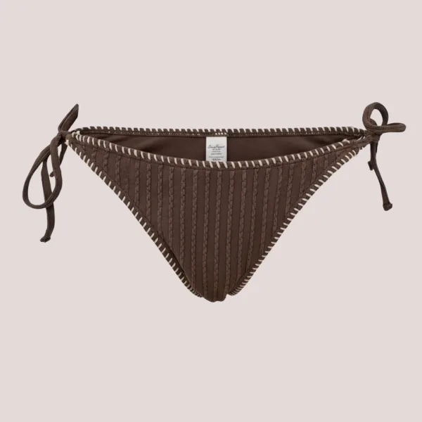 Modern Ocean Γυναικείο Set Bikini Τριγωνάκ ανάγλυφο ανοιχτό καφέ με σκουρες καφέ ραφές & σκούρο καφέ σλιπ brazil δετό με λευκές ραφές 1618 brown & light brown