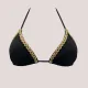 Modern Ocean swimwear Γυναικείο bikini set μαγιό γκοφρε τριγωνάκι & σλιπ με διακοσμητικές λεπτομέρειες σε αντίθεση μαύρο 1651 black summer collection