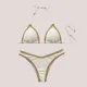 Modern Ocean swimwear Γυναικείο bikini set μαγιό γκοφρε τριγωνάκι & σλιπ με διακοσμητικές λεπτομέρειες σε αντίθεση λευκό 1651 white summer collection