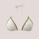 Modern Ocean swimwear Γυναικείο bikini set μαγιό γκοφρε τριγωνάκι & σλιπ με διακοσμητικές λεπτομέρειες σε αντίθεση λευκό 1651 white summer collection