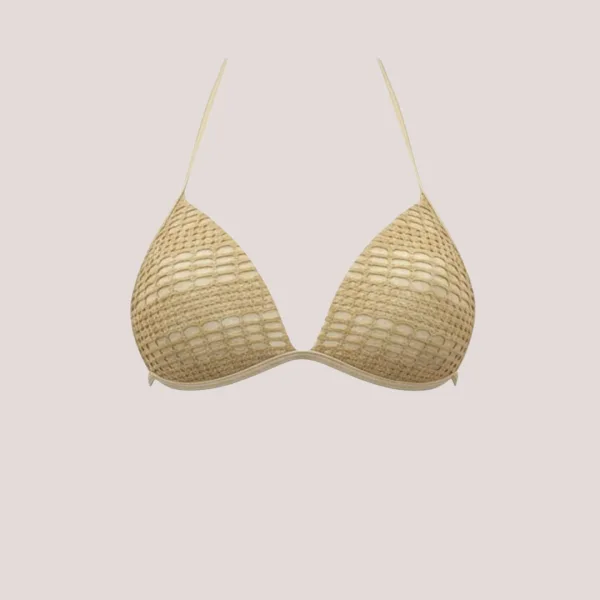 Modern Ocean Γυναικείο Set Bikini Χρυσό πλεκτό glitter Gold Push up τρίγωνο & slip με χρυσό διάτρητο σορτς C-6301