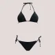 Modern Ocean Γυναικείο Set Bikini Τριγωνάκι μαύρο με ασημοκλωστή & δετό brazil C-6025BLACK