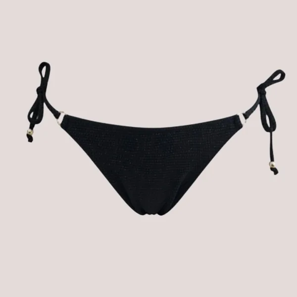 Modern Ocean Γυναικείο Set Bikini Τριγωνάκι μαύρο με ασημοκλωστή & δετό brazil C-6025BLACK