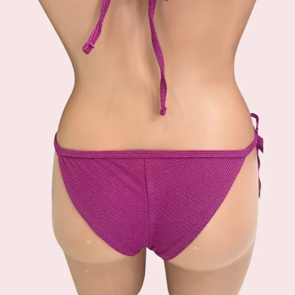 Modern Ocean Γυναικείο Set Bikini Τριγωνάκι φούξια με ασημοκλωστή & δετό brazil C-6025 fuchsia