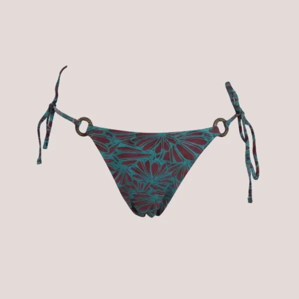 Modern Ocean Γυναικείο Set Bikini Τριγωνάκι ανάγλυφο πετρόλ με μπορντώ λεπτομέρειες & δετό σλιπ brazil C-6064 petrol