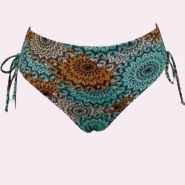 Modern Ocean Γυναικείο Set Bikini σουτιέν μονόχρωμο καφέ με ενίσχυση & ψηλόμεσο πολύχρωμο Boho σλιπ με σούρες C-6111 Μεγάλα μεγέθη Modern Ocean Γυναικείο Set Bikini σουτιέν μονόχρωμο καφέ με ενίσχυση & ψηλόμεσο πολύχρωμο Boho σλιπ με σούρες C-6111 Μεγάλα μεγέθη