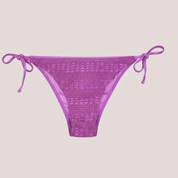 Modern Ocean Γυναικείο Set Bikini μωβ πλεκτό με χρυσό glitter Push up τρίγωνο & slip με διάτρητo σορτς C-6301 Purple Gold