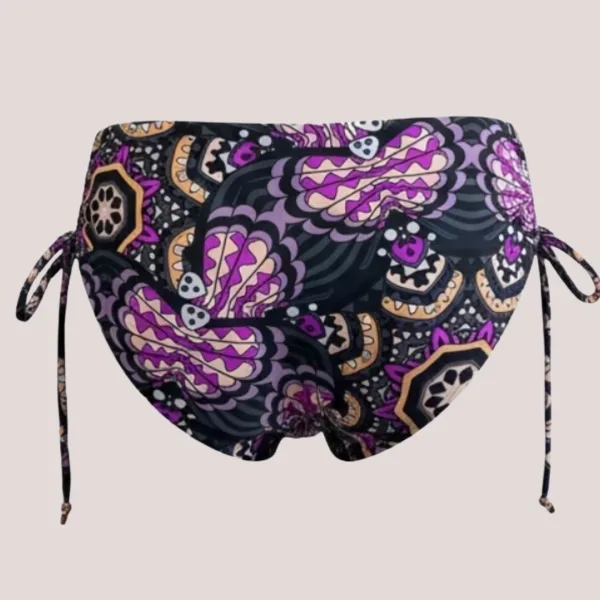 Modern Ocean Γυναικείο Set bikini σουτιέν μαύρο push up με τιράντες δετό  & ψηλόμεσο σλιπ  με μοτίβο στις αποχρώσεις ροζ φούξια μωβ και πορτοκαλί C-6354