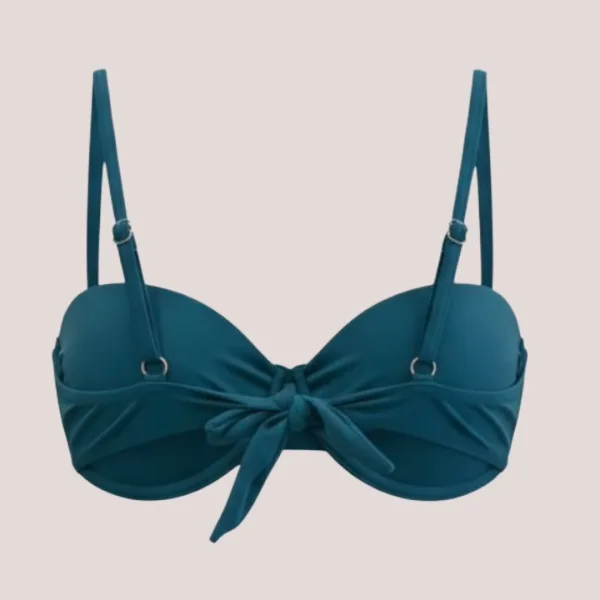 Modern Ocean Γυναικείο Set bikini σουτιέν Πετρόλ push up με τιράντες δετό  & ψηλόμεσο σλιπ  με μοτίβο στις αποχρώσεις πετρόλ καφέ γαλάζιου ιβουάρ C-6354