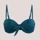 Modern Ocean Γυναικείο Set bikini σουτιέν Πετρόλ push up με τιράντες δετό  & ψηλόμεσο σλιπ  με μοτίβο στις αποχρώσεις πετρόλ καφέ γαλάζιου ιβουάρ C-6354
