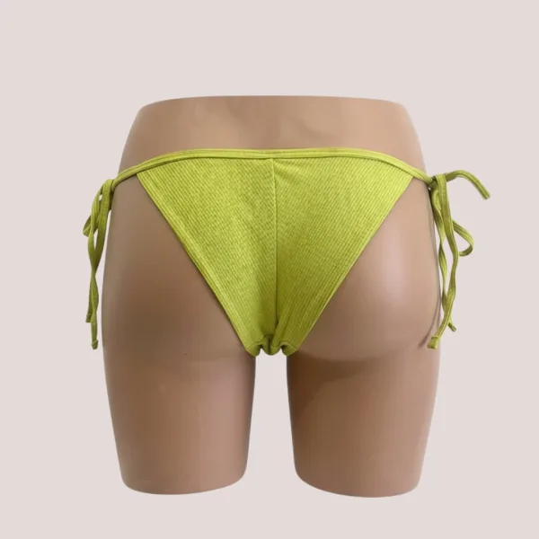 Modern Ocean Γυναικείο Set Bikini Τριγωνάκι πράσινο λεμονί με ασημοκλωστή & δετό brazil C-6025 LEMON