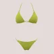 Modern Ocean Γυναικείο Set Bikini Τριγωνάκι πράσινο λεμονί με ασημοκλωστή & δετό brazil C-6025 LEMON