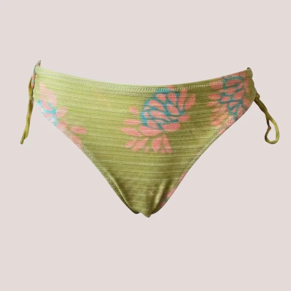 Modern Ocean Γυναικείο Set Bikini Strapless δετό & ψηλόμεσο Λεμονί γκλίτερ με σχέδια φλοράλ σε πράσινους & ροζ χρωματισμούς C-6224