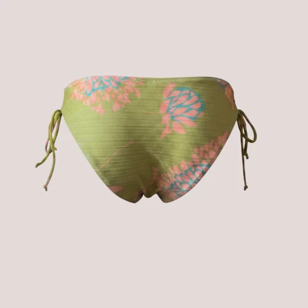 Modern Ocean Γυναικείο Set Bikini Strapless δετό & ψηλόμεσο Λεμονί γκλίτερ με σχέδια φλοράλ σε πράσινους & ροζ χρωματισμούς C-6224