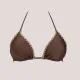 MYA swimwear Γυναικείο bikini set μαγιό μεταλλιζέ τριγωνάκι & brazil v με πλεκτό τελείωμα Σκούρο καφέ MB2205
