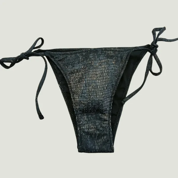 Modern Ocean Γυναικείο Set Bikini Μαύρο με υφή φιδιού & τρίγωνο με αφαιρούμενη ενίσχυση & Δετό σλιπ brazil C-6018