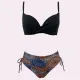 Modern Ocean Γυναικείο Set Bikini σουτιέν μονόχρωμο μαύρο με ενίσχυση & ψηλόμεσο πολύχρωμο Boho σλιπ με σούρες C-6111 Μεγάλα μεγέθη Modern Ocean Γυναικείο Set Bikini σουτιέν μονόχρωμο μαύρο με ενίσχυση & ψηλόμεσο πολύχρωμο Boho σλιπ με σούρες C-6111 Μεγάλα μεγέθη