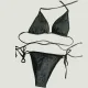 Modern Ocean Γυναικείο Set Bikini Μαύρο με υφή φιδιού & τρίγωνο με αφαιρούμενη ενίσχυση & Δετό σλιπ brazil C-6018