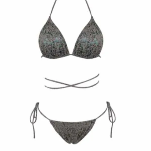 Modern Ocean Γυναικείο Set Bikini Ιριδίζον  τρίγωνο & Δετό σλιπ C-6150 Grey
