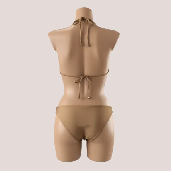 MYA swimwear Γυναικείο bikini set μαγιό μεταλλιζέ τριγωνάκι & brazil v με πλεκτό τελείωμα Bronze MB2205