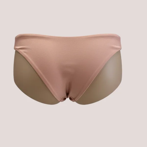 MYA swimwear Γυναικείο bikini set μαγιό μεταλλιζέ τριγωνάκι & brazil v με πλεκτό τελείωμα Dusty rose MB2205