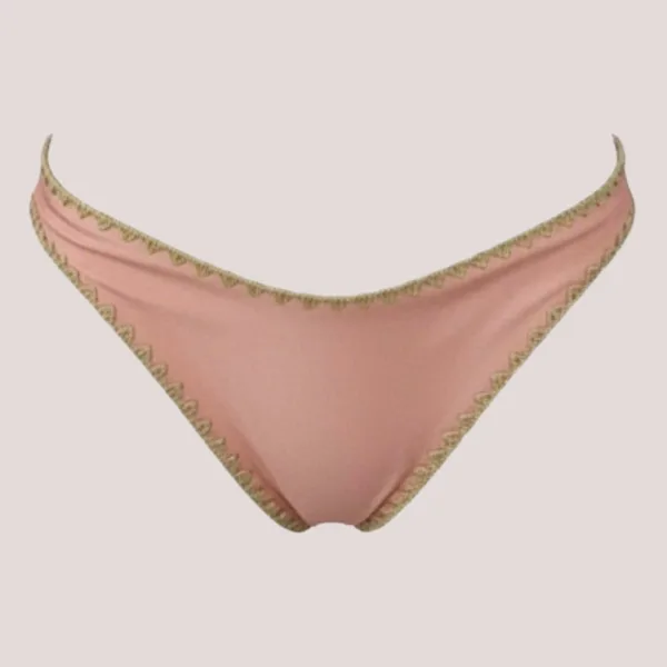 MYA swimwear Γυναικείο bikini set μαγιό μεταλλιζέ τριγωνάκι & brazil v με πλεκτό τελείωμα Dusty rose MB2205