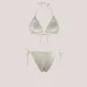 MYA swimwear Γυναικείο bikini set μαγιό δαντέλα τριγωνάκι & δετό σλιπ λευκό White με πούλιες MB3215 summer collection